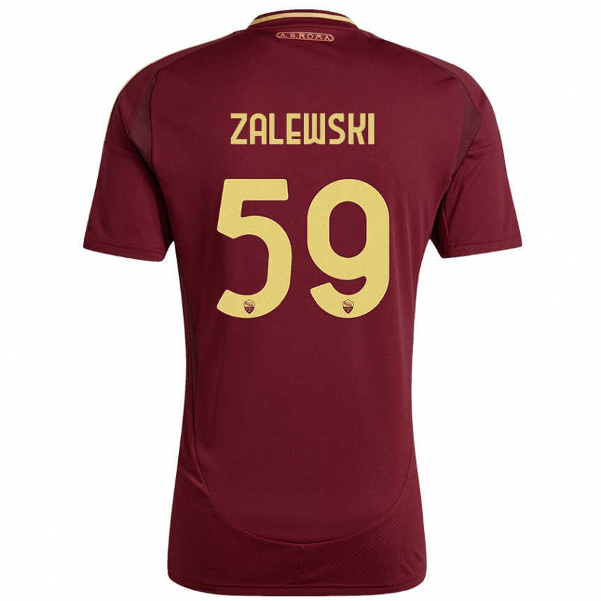 Hombre Fútbol Camiseta Nicola Zalewski #59 Rojo Marrón Dorado 1ª Equipación 2024/25 Argentina