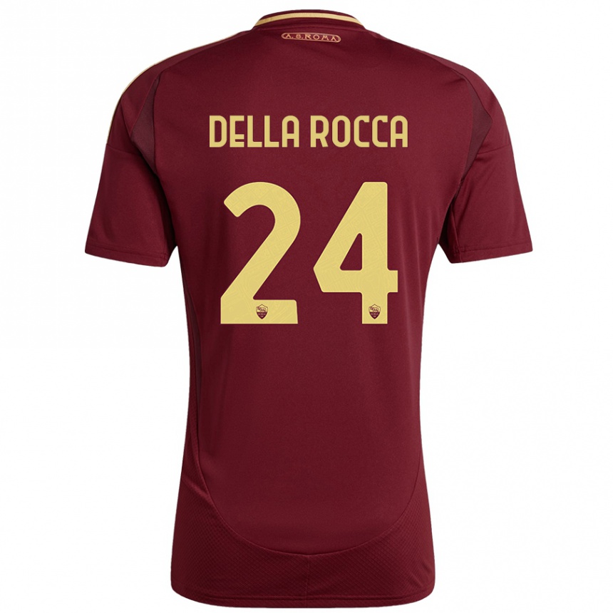 Hombre Fútbol Camiseta Mattia Della Rocca #24 Rojo Marrón Dorado 1ª Equipación 2024/25 Argentina