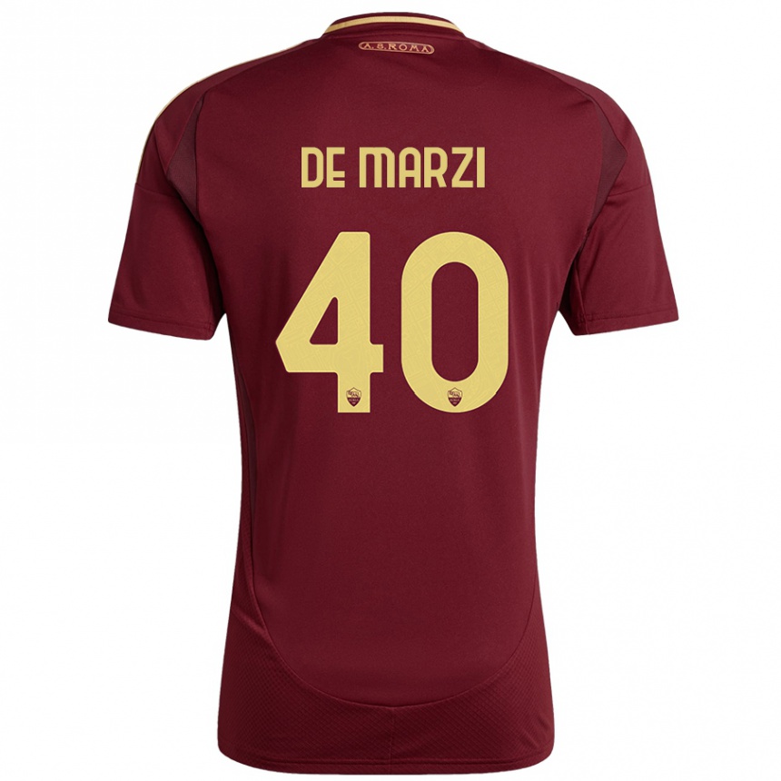 Hombre Fútbol Camiseta Giorgio De Marzi #40 Rojo Marrón Dorado 1ª Equipación 2024/25 Argentina