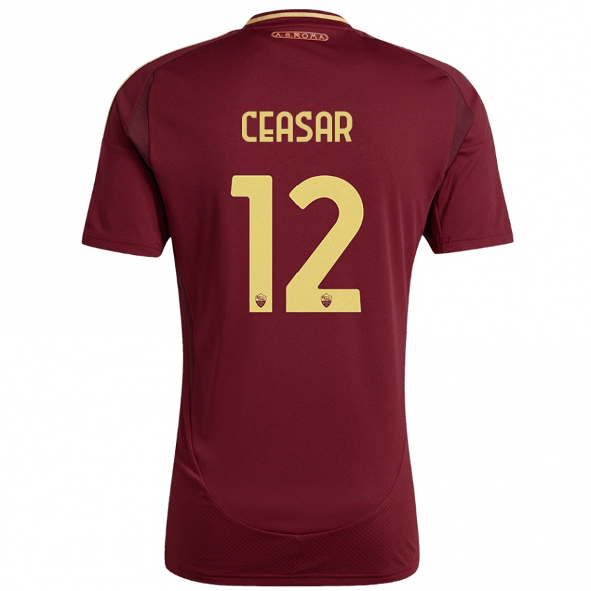 Hombre Fútbol Camiseta Camelia Ceasar #12 Rojo Marrón Dorado 1ª Equipación 2024/25 Argentina