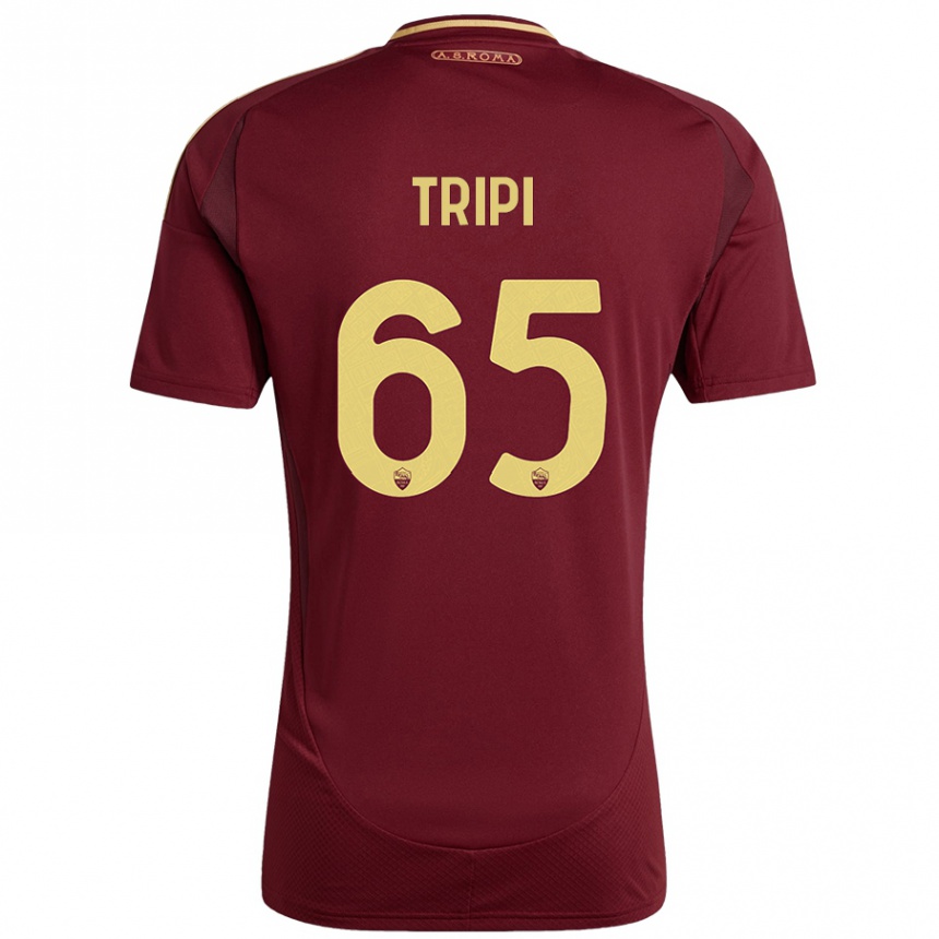 Hombre Fútbol Camiseta Filippo Tripi #65 Rojo Marrón Dorado 1ª Equipación 2024/25 Argentina