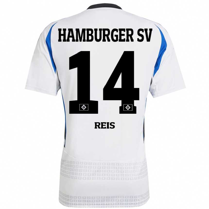 Hombre Fútbol Camiseta Ludovit Reis #14 Blanco Azul 1ª Equipación 2024/25 Argentina