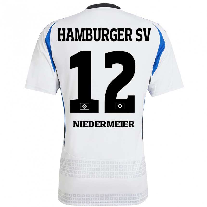 Hombre Fútbol Camiseta Philipp Niedermeier #12 Blanco Azul 1ª Equipación 2024/25 Argentina