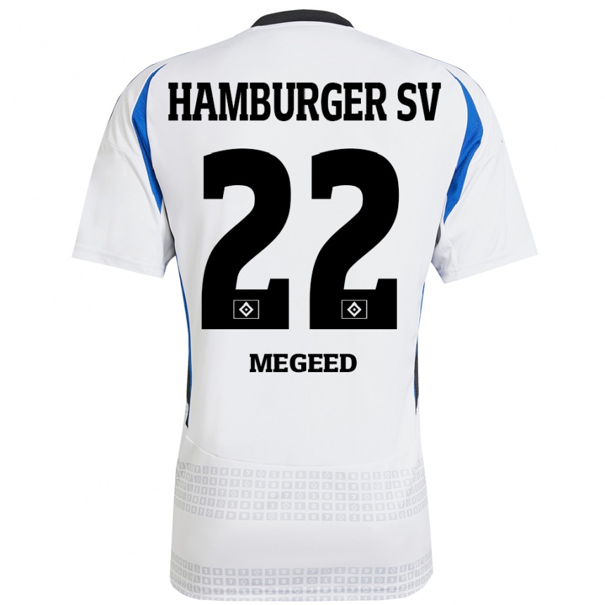 Hombre Fútbol Camiseta Omar Megeed #22 Blanco Azul 1ª Equipación 2024/25 Argentina