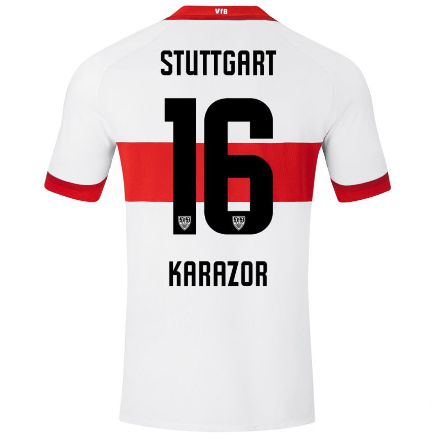 Hombre Fútbol Camiseta Atakan Karazor #16 Blanco Rojo 1ª Equipación 2024/25 Argentina