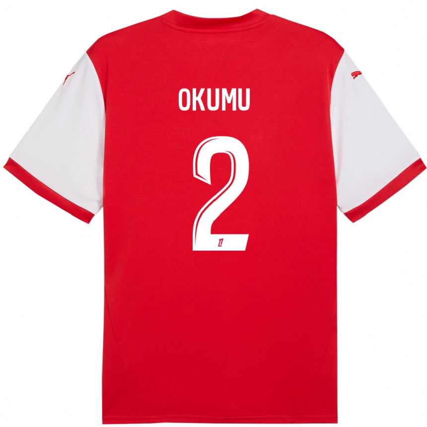 Hombre Fútbol Camiseta Joseph Okumu #2 Rojo Blanco 1ª Equipación 2024/25 Argentina