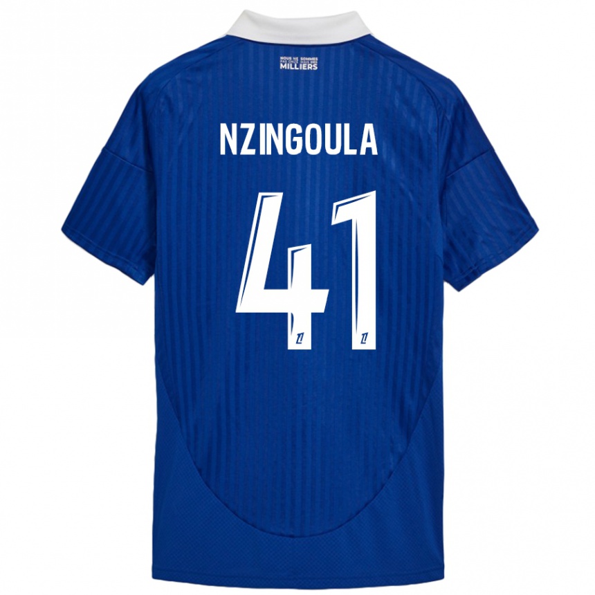 Hombre Fútbol Camiseta Rabby Nzingoula #41 Azul Blanco 1ª Equipación 2024/25 Argentina