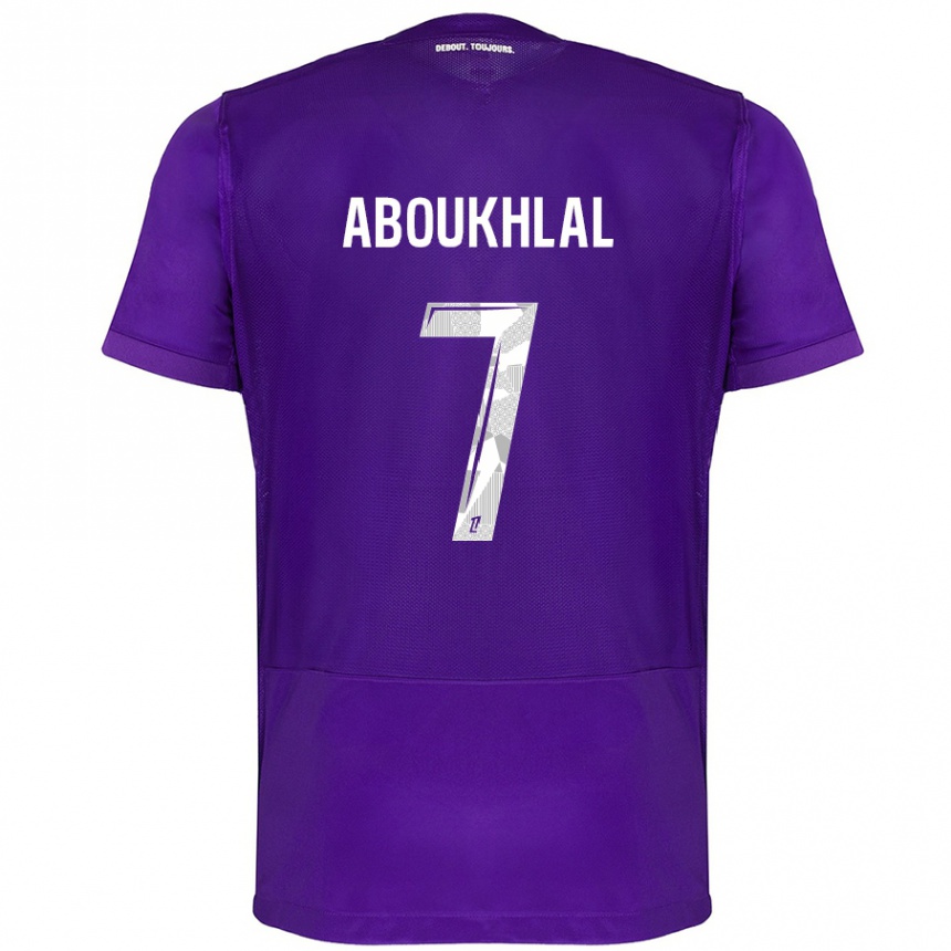 Hombre Fútbol Camiseta Zakaria Aboukhlal #7 Morado Blanco 1ª Equipación 2024/25 Argentina