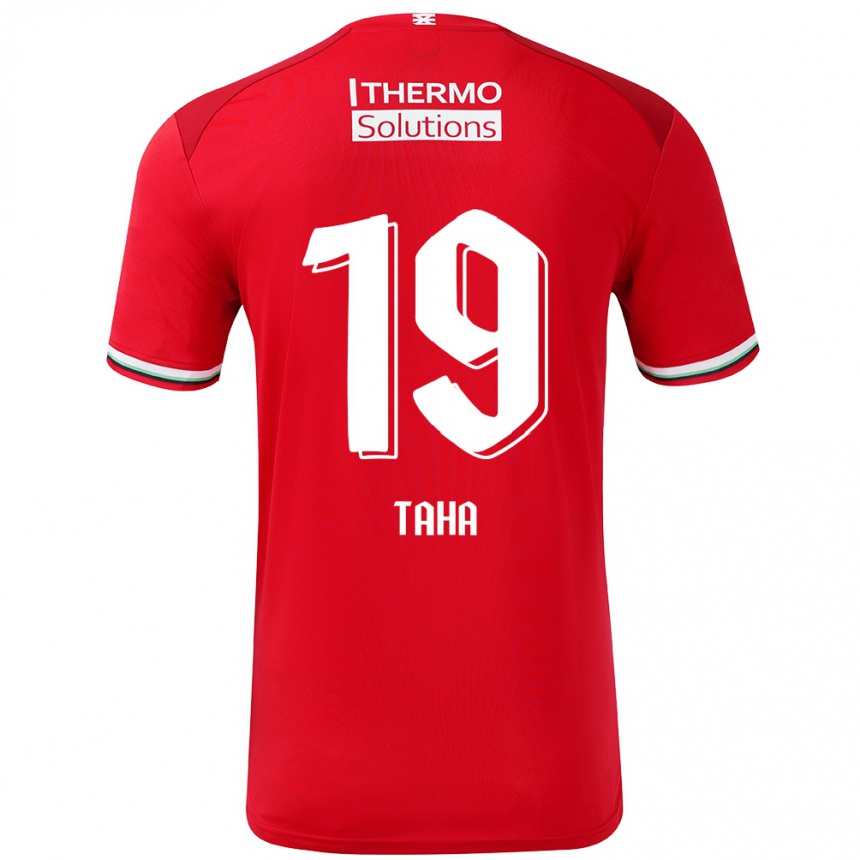 Hombre Fútbol Camiseta Younes Taha #19 Rojo Blanco 1ª Equipación 2024/25 Argentina