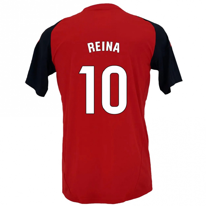 Hombre Fútbol Camiseta Alberto Reina #10 Rojo Negro 1ª Equipación 2024/25 Argentina