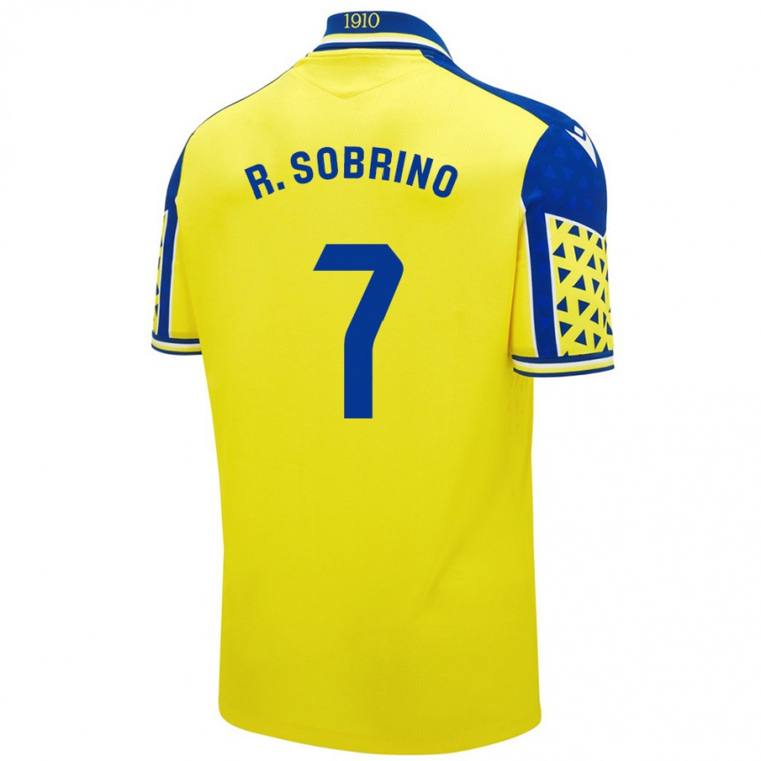 Hombre Fútbol Camiseta Rubén Sobrino #7 Amarillo Azul 1ª Equipación 2024/25 Argentina