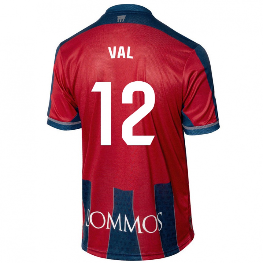 Hombre Fútbol Camiseta Ángel Val #12 Rojo Azul 1ª Equipación 2024/25 Argentina