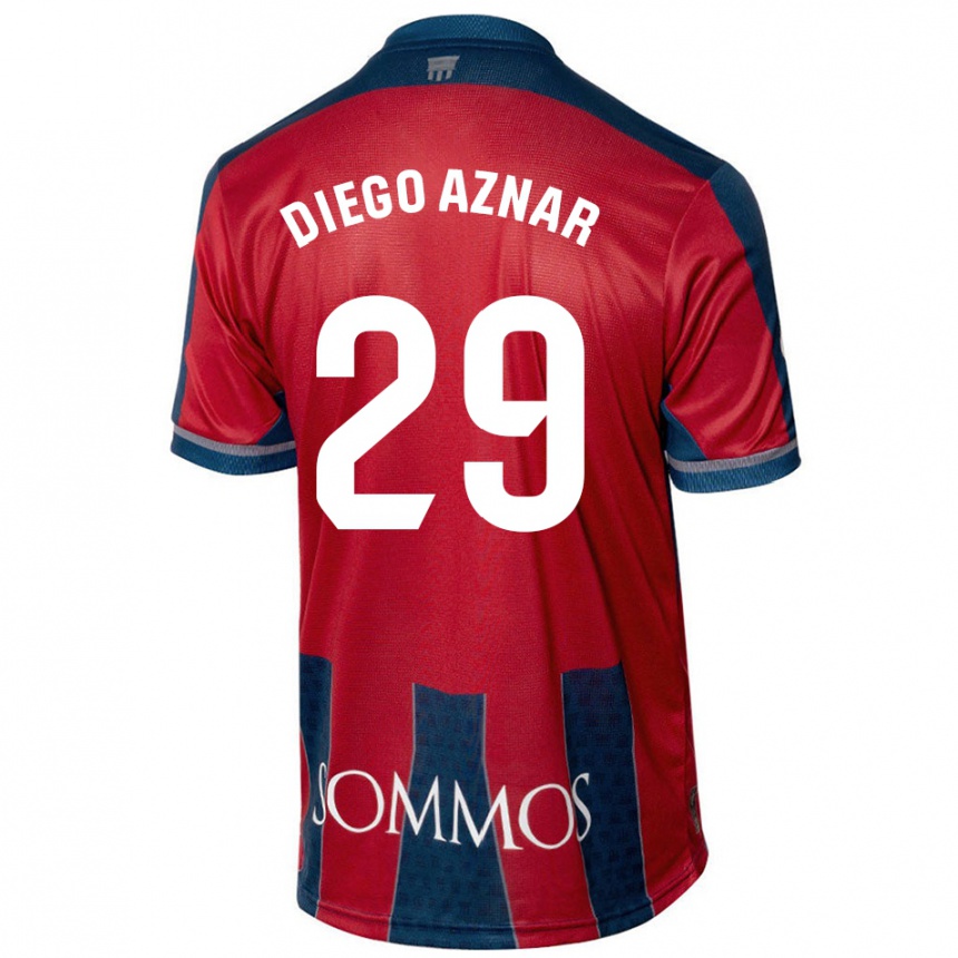 Hombre Fútbol Camiseta Diego Aznar #29 Rojo Azul 1ª Equipación 2024/25 Argentina