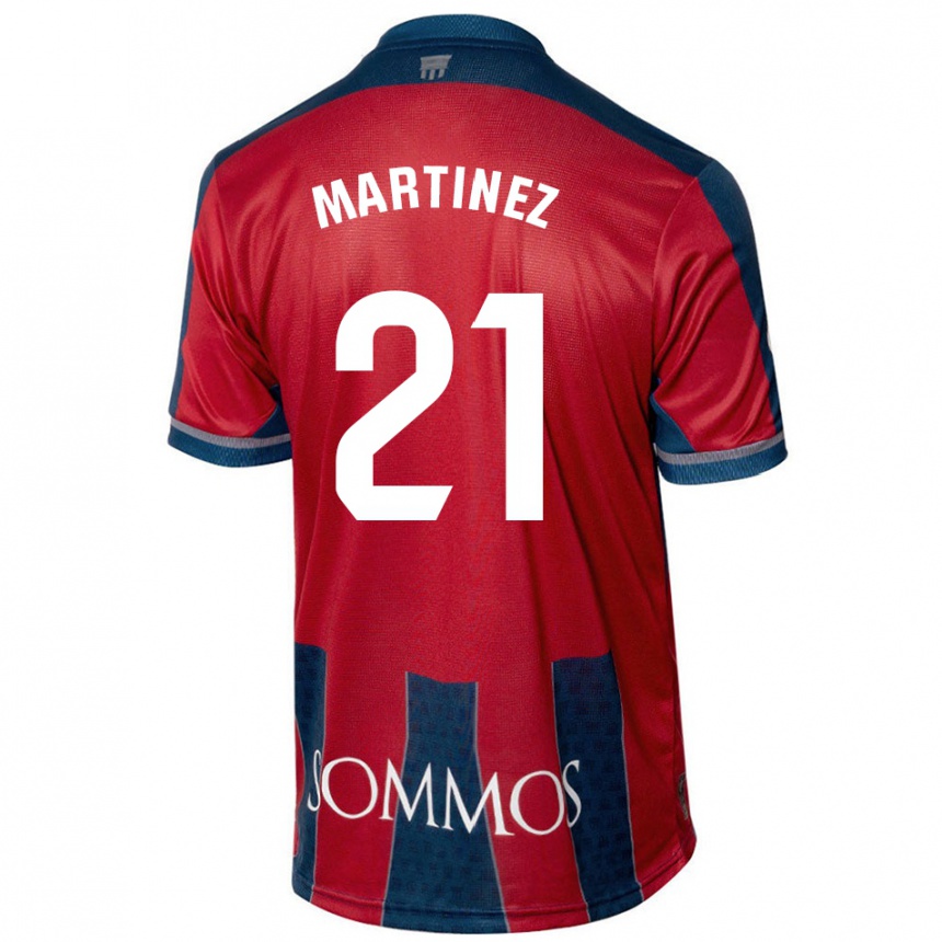 Hombre Fútbol Camiseta Alejandra Martínez #21 Rojo Azul 1ª Equipación 2024/25 Argentina