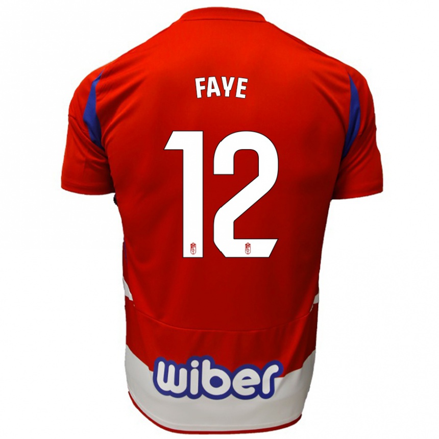 Hombre Fútbol Camiseta Serigne Faye #12 Rojo Blanco Azul 1ª Equipación 2024/25 Argentina