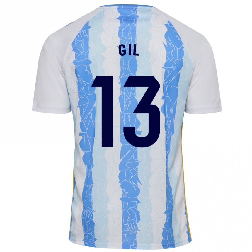 Hombre Fútbol Camiseta Noelia Gil #13 Blanco Azul 1ª Equipación 2024/25 Argentina