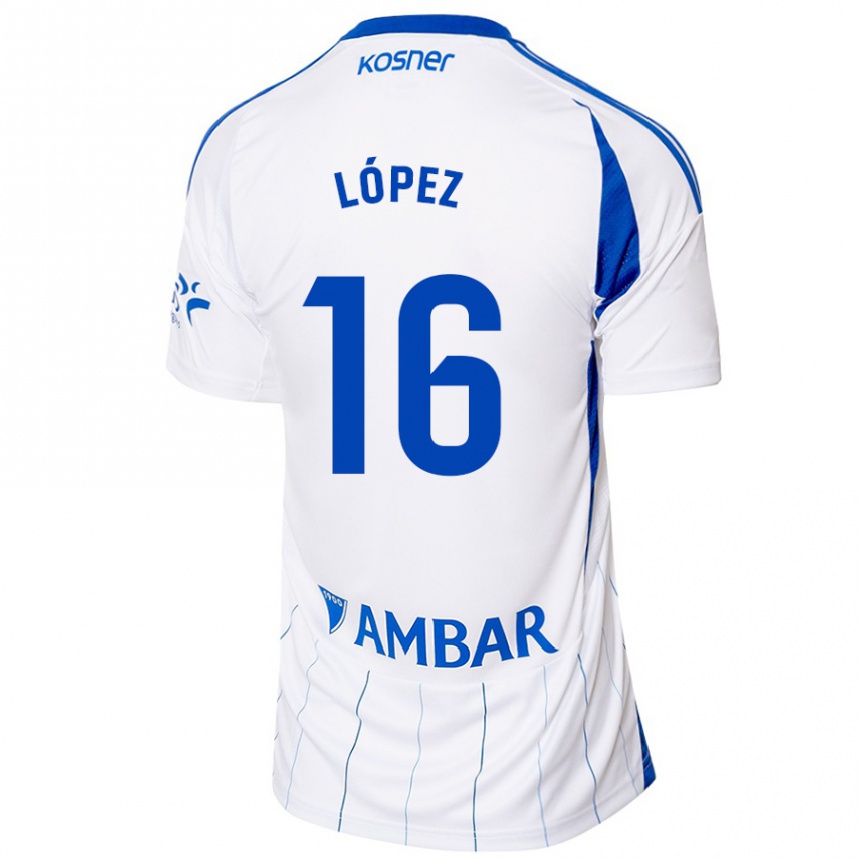 Hombre Fútbol Camiseta Juan López #16 Rojo Blanco 1ª Equipación 2024/25 Argentina