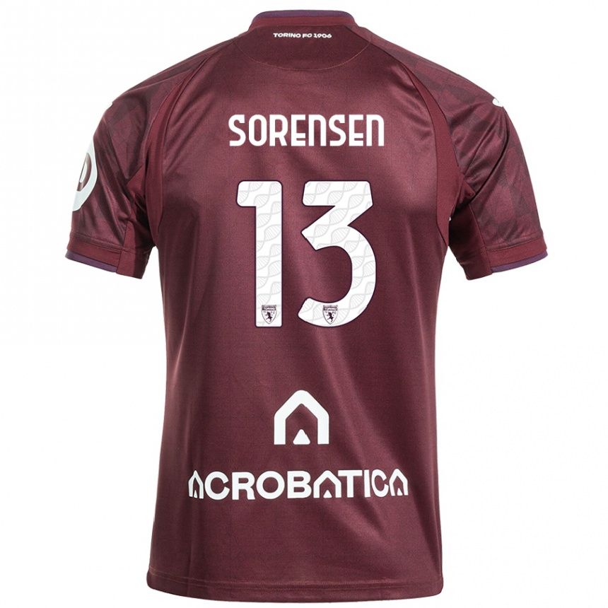 Hombre Fútbol Camiseta Ben Sørensen #13 Granate Blanco 1ª Equipación 2024/25 Argentina