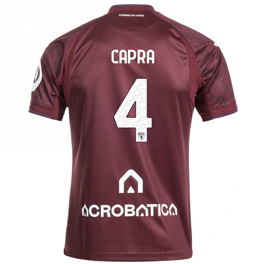 Hombre Fútbol Camiseta Valentina Capra #4 Granate Blanco 1ª Equipación 2024/25 Argentina