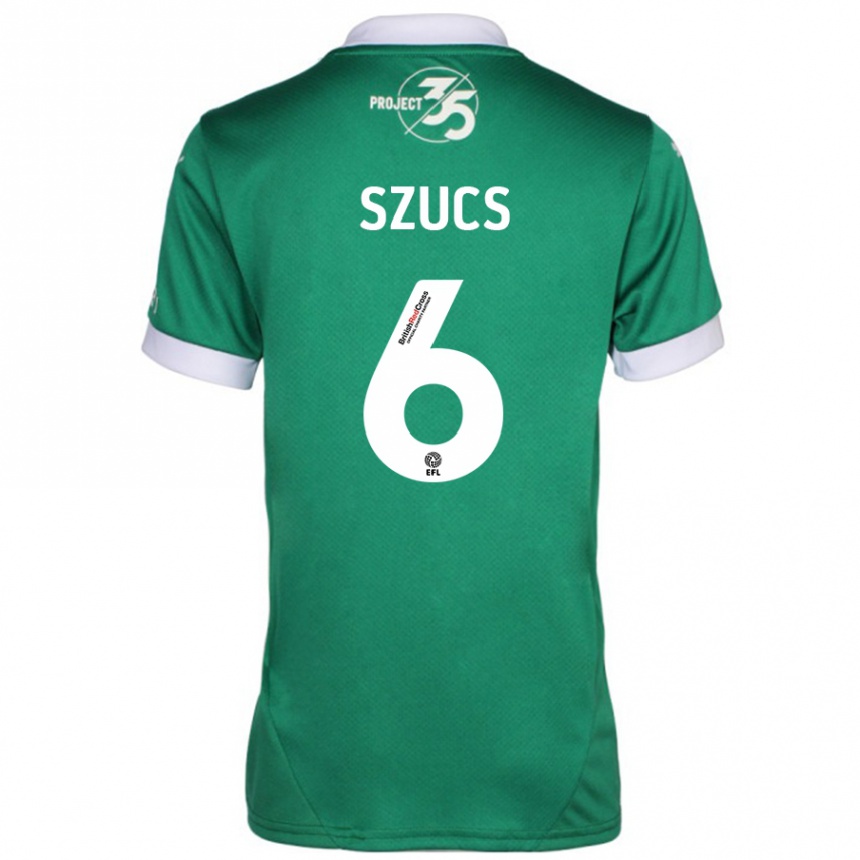 Hombre Fútbol Camiseta Kornél Szűcs #6 Verde Blanco 1ª Equipación 2024/25 Argentina