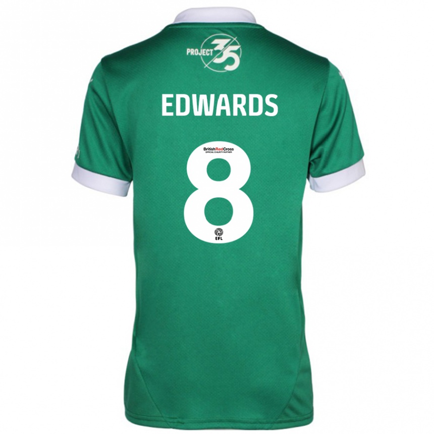 Hombre Fútbol Camiseta Joe Edwards #8 Verde Blanco 1ª Equipación 2024/25 Argentina