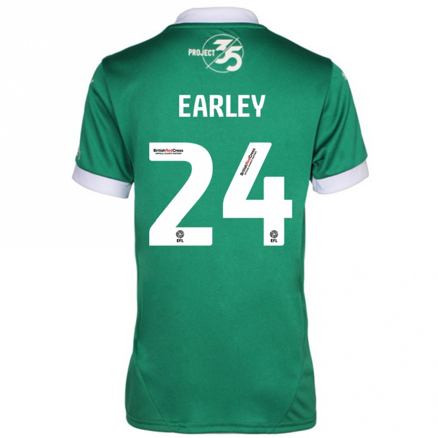 Hombre Fútbol Camiseta Saxon Earley #24 Verde Blanco 1ª Equipación 2024/25 Argentina