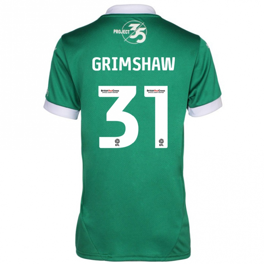 Hombre Fútbol Camiseta Daniel Grimshaw #31 Verde Blanco 1ª Equipación 2024/25 Argentina