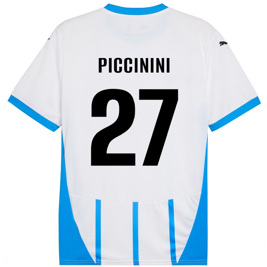 Hombre Fútbol Camiseta Stefano Piccinini #27 Blanco Azul 2ª Equipación 2024/25 Argentina