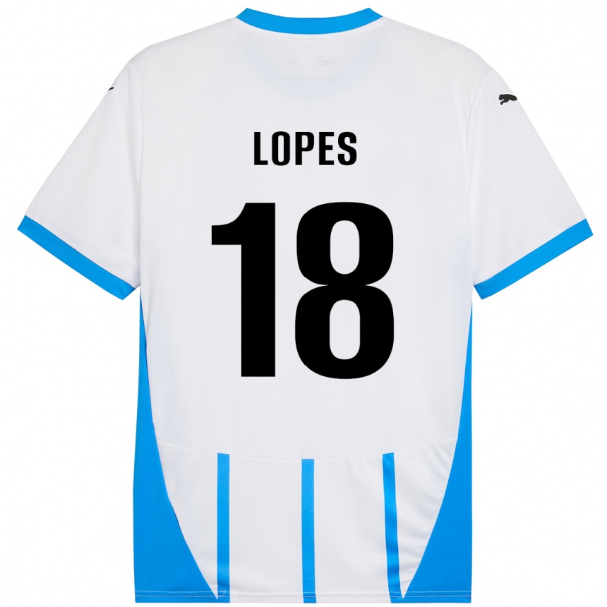 Hombre Fútbol Camiseta Emerick Lopes #18 Blanco Azul 2ª Equipación 2024/25 Argentina