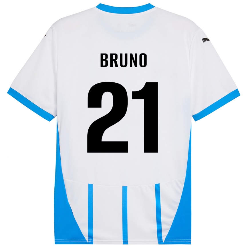 Hombre Fútbol Camiseta Kevin Bruno #21 Blanco Azul 2ª Equipación 2024/25 Argentina