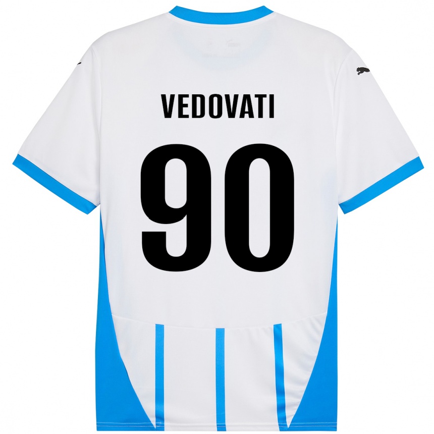 Hombre Fútbol Camiseta Gabriele Vedovati #90 Blanco Azul 2ª Equipación 2024/25 Argentina