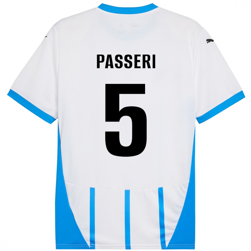 Hombre Fútbol Camiseta Angela Passeri #5 Blanco Azul 2ª Equipación 2024/25 Argentina