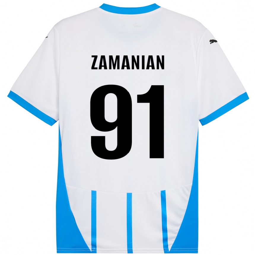 Hombre Fútbol Camiseta Annahita Zamanian #91 Blanco Azul 2ª Equipación 2024/25 Argentina