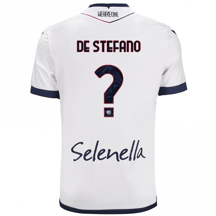 Hombre Fútbol Camiseta Nicolò De Stefano #0 Blanco Azul Real 2ª Equipación 2024/25 Argentina