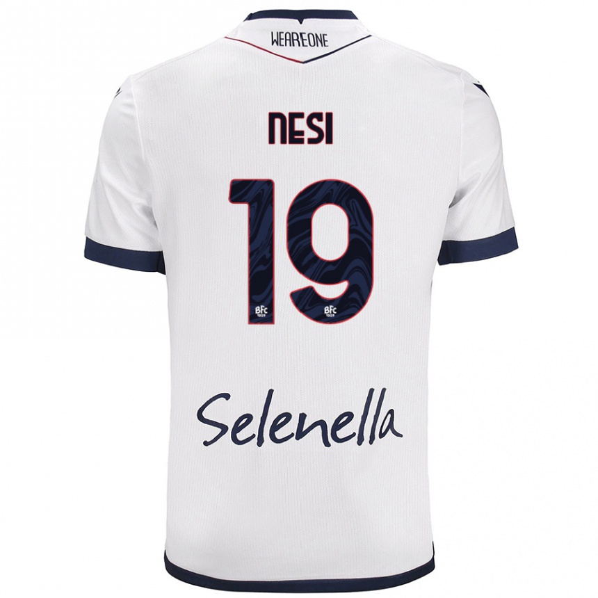 Hombre Fútbol Camiseta Luca Nesi #19 Blanco Azul Real 2ª Equipación 2024/25 Argentina