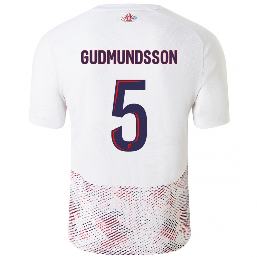 Hombre Fútbol Camiseta Gabriel Gudmundsson #5 Blanco Azul Real 2ª Equipación 2024/25 Argentina