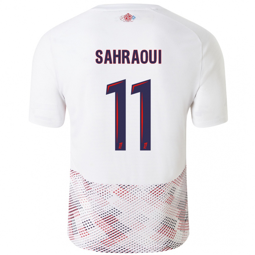 Hombre Fútbol Camiseta Osame Sahraoui #11 Blanco Azul Real 2ª Equipación 2024/25 Argentina