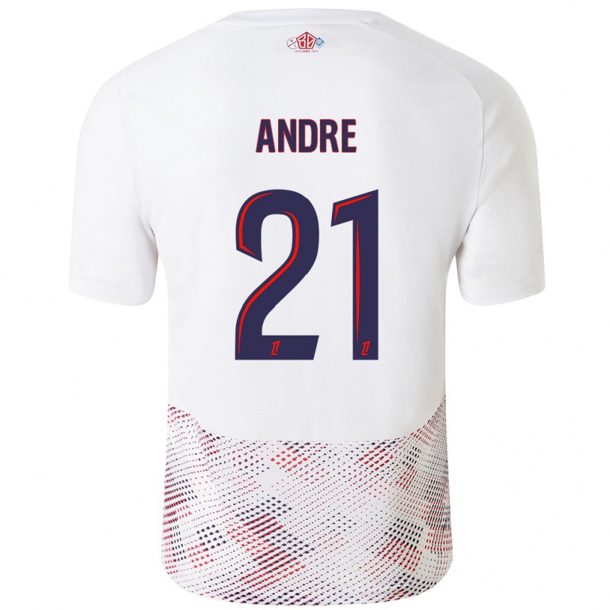 Hombre Fútbol Camiseta Benjamin Andre #21 Blanco Azul Real 2ª Equipación 2024/25 Argentina