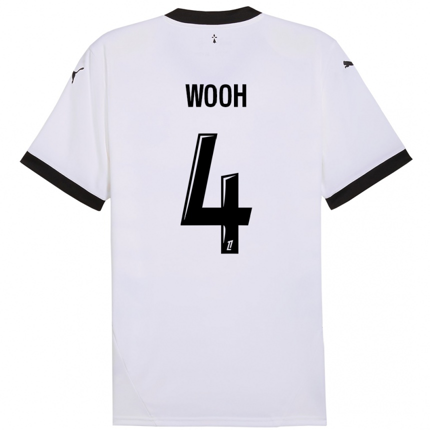 Hombre Fútbol Camiseta Christopher Wooh #4 Blanco Negro 2ª Equipación 2024/25 Argentina