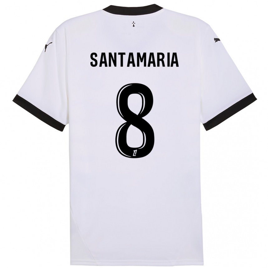 Hombre Fútbol Camiseta Baptiste Santamaria #8 Blanco Negro 2ª Equipación 2024/25 Argentina