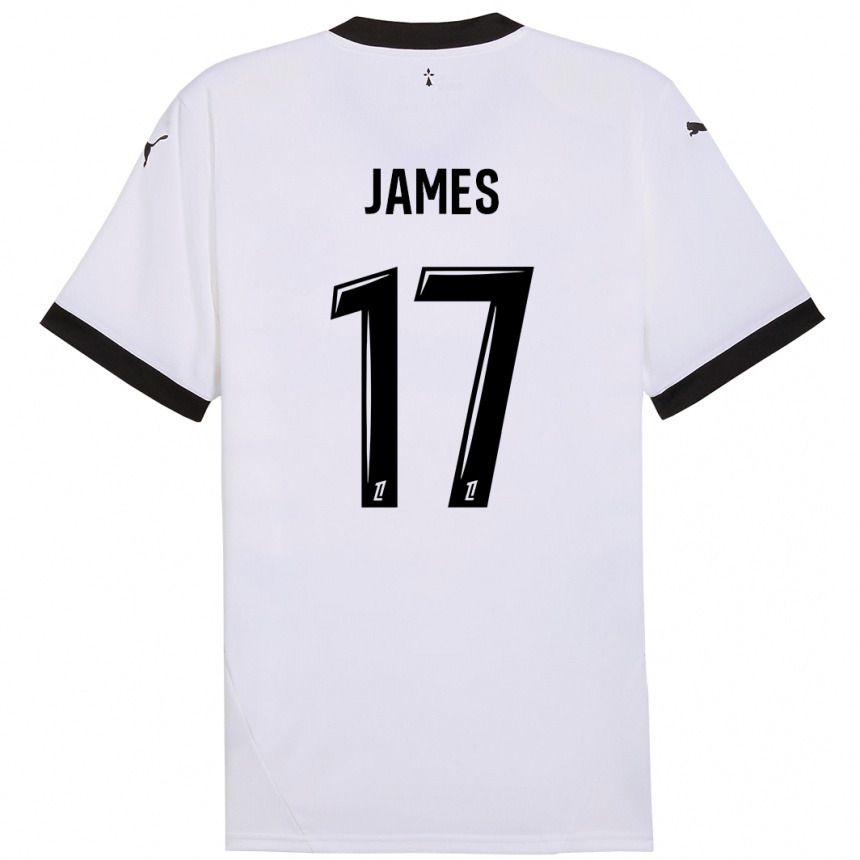 Hombre Fútbol Camiseta Jordan James #17 Blanco Negro 2ª Equipación 2024/25 Argentina