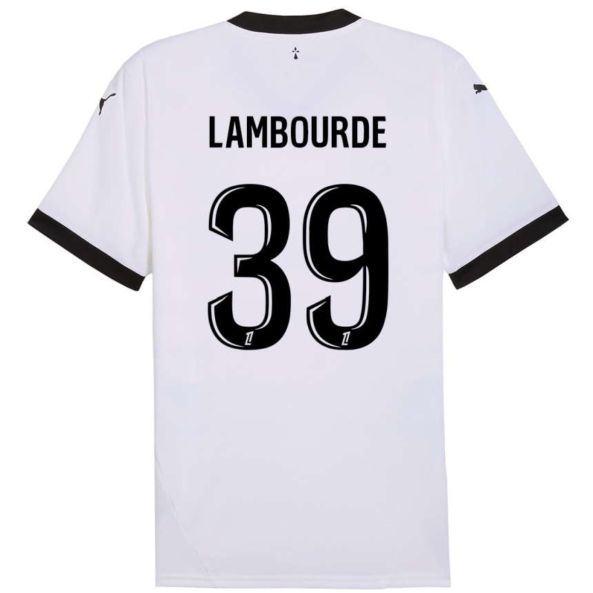 Hombre Fútbol Camiseta Mathis Lambourde #39 Blanco Negro 2ª Equipación 2024/25 Argentina