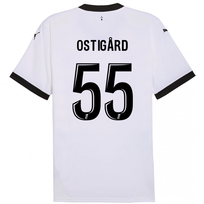 Hombre Fútbol Camiseta Leo Ostigard #55 Blanco Negro 2ª Equipación 2024/25 Argentina