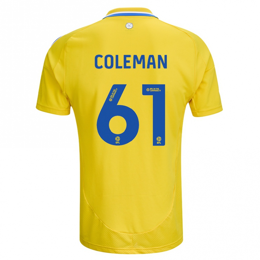 Hombre Fútbol Camiseta Cian Coleman #61 Amarillo Azul 2ª Equipación 2024/25 Argentina