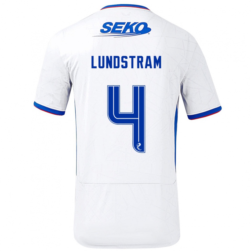 Hombre Fútbol Camiseta John Lundstram #4 Blanco Azul 2ª Equipación 2024/25 Argentina