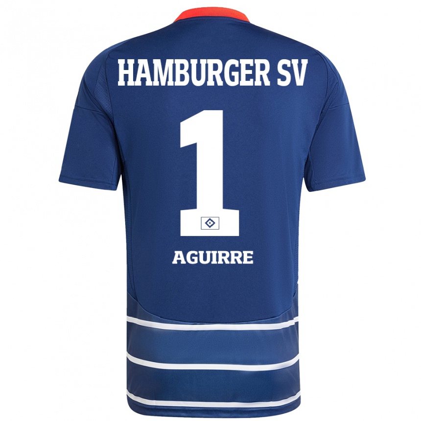 Hombre Fútbol Camiseta José Aguirre #1 Azul Oscuro 2ª Equipación 2024/25 Argentina