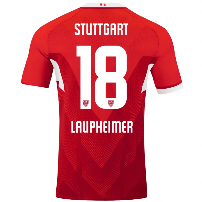 Hombre Fútbol Camiseta Lukas Laupheimer #18 Rojo Blanco 2ª Equipación 2024/25 Argentina