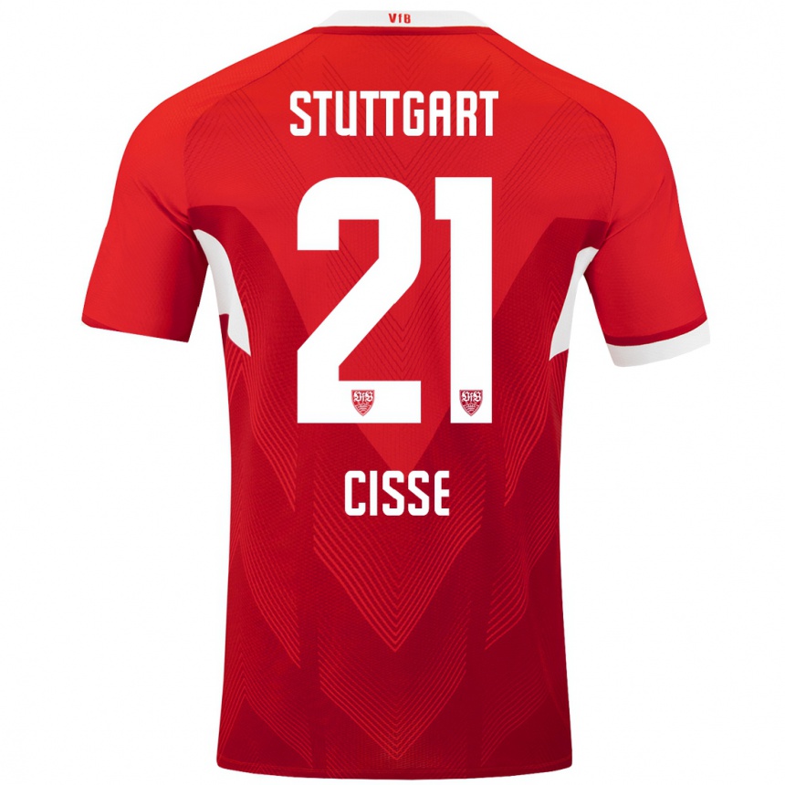 Hombre Fútbol Camiseta Moussa Cissé #21 Rojo Blanco 2ª Equipación 2024/25 Argentina