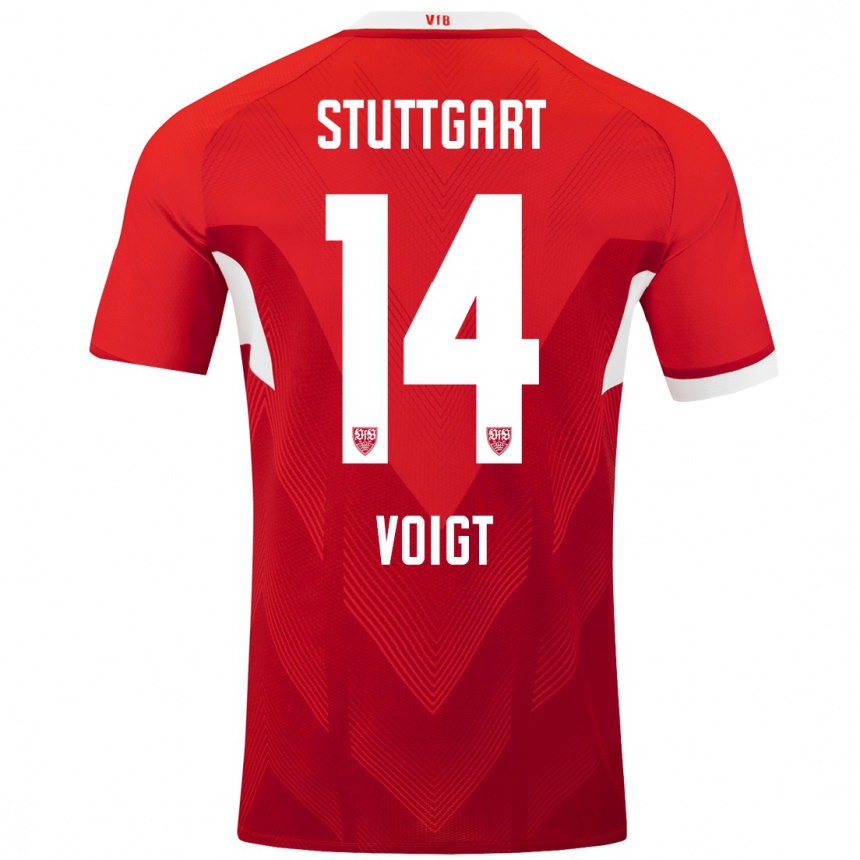 Hombre Fútbol Camiseta Max Voigt #14 Rojo Blanco 2ª Equipación 2024/25 Argentina