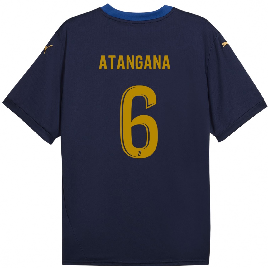 Hombre Fútbol Camiseta Valentin Atangana Edoa #6 Azul Marino Dorado 2ª Equipación 2024/25 Argentina